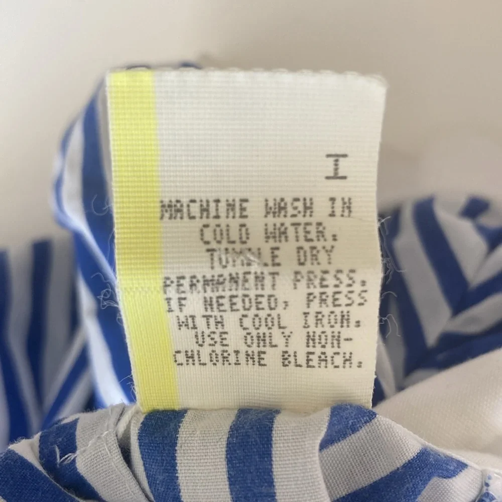 Vintage 80s blue and white striped dress with Peter Pan collar size 12 months